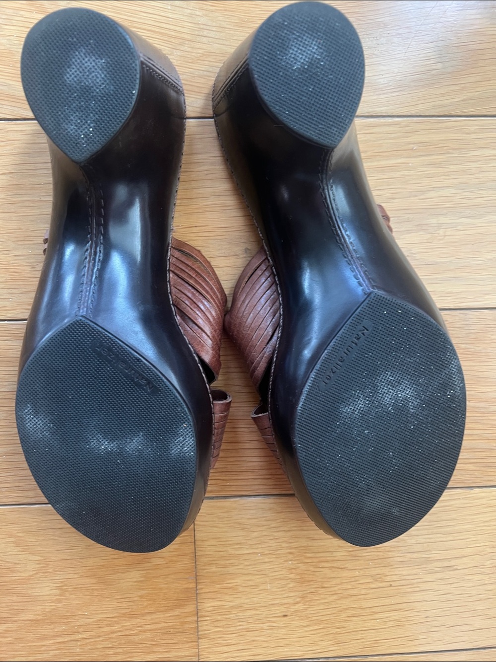 Naturalizer Cognac Brown Slip-On Woven Strap Mules - Picture 2 of 3